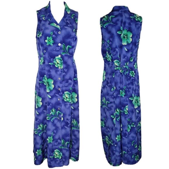 VTG Miss Dorby Blue and green  Hawaiian casual Dress. - Picture 6 of 14